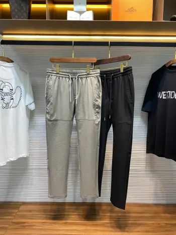 Men s Laser Mesh Design Three-Dimensional Gel Print Logo Sports Casual Long Pants Nine-Point Pants Replica Dior Pants and Trousers