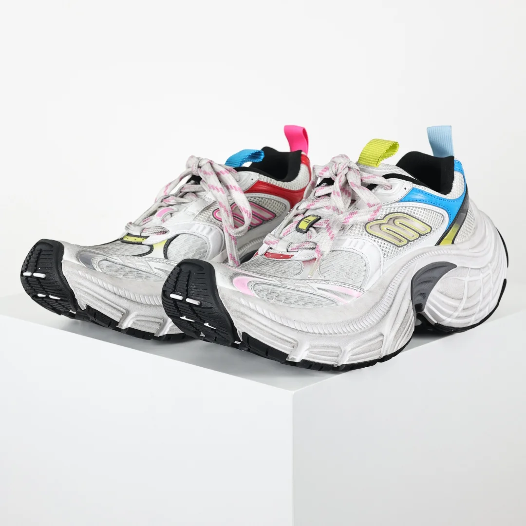 巴黎世家 情侣款圆头系带老爹鞋