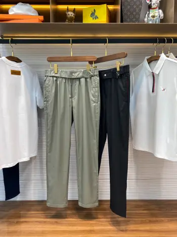 男士金属三角标腰带时尚百搭休闲长裤 高仿普拉达休闲裤/西裤