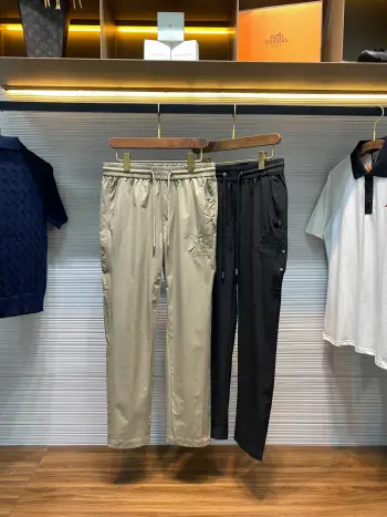 Men s Classic Cross Horseshoe Logo Embroidered Straight-Leg Casual Trousers Replica Hermes Pants and Trousers