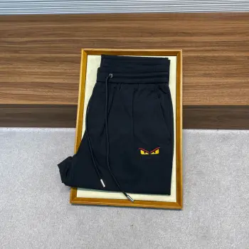 Men s Classic Eyeglasses Pattern Embroidered FF Jacquard Pocket Straight-leg Casual Trousers Replica Fendi Pants and Trousers