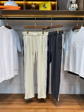 男士侧字母标识提花织带时尚休闲长裤 高仿巴黎世家休闲裤/西裤