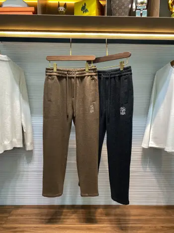 男士经典徽章刺绣金属铭牌装饰时尚休闲长裤 高仿布鲁内洛库奇内利休闲裤/西裤