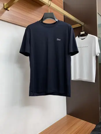100% Cotton Loose Fit Round Neck Men s Short Sleeve T-Shirt Replica Dior Tshirts and Polos