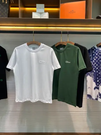 Men s and Women s Classic Letter Logo Embroidered Casual Short Sleeve T-Shirt Replica Dior Tshirts and Polos