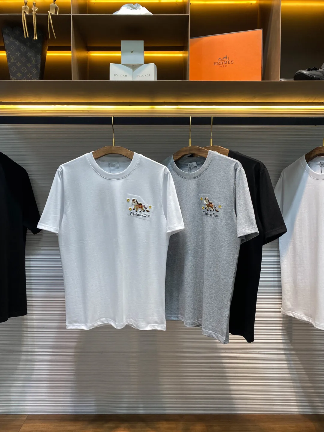 Dior Women s Fashion Year of the Horse Limited Edition Logo Pattern Embroidered Casual Short Sleeve T-Shirt