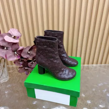 新款编织 粗跟短靴 双绳结靴 高仿BV女士靴子