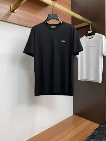 Double mercerized micro-width round neck men s short-sleeve T-shirt Replica Dior Tshirts and Polos