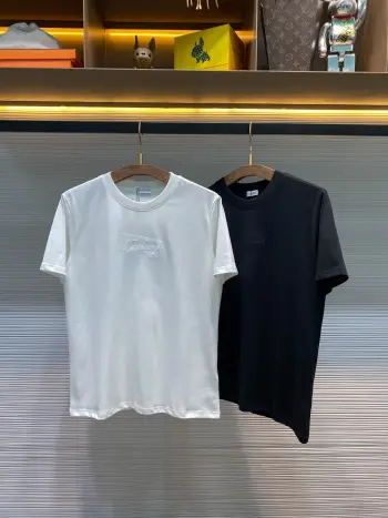 Unisex Plaid Patch Embroidered Letter Logo Casual Pullover Short Sleeve T-Shirt Replica Burberry Tshirts and Polos