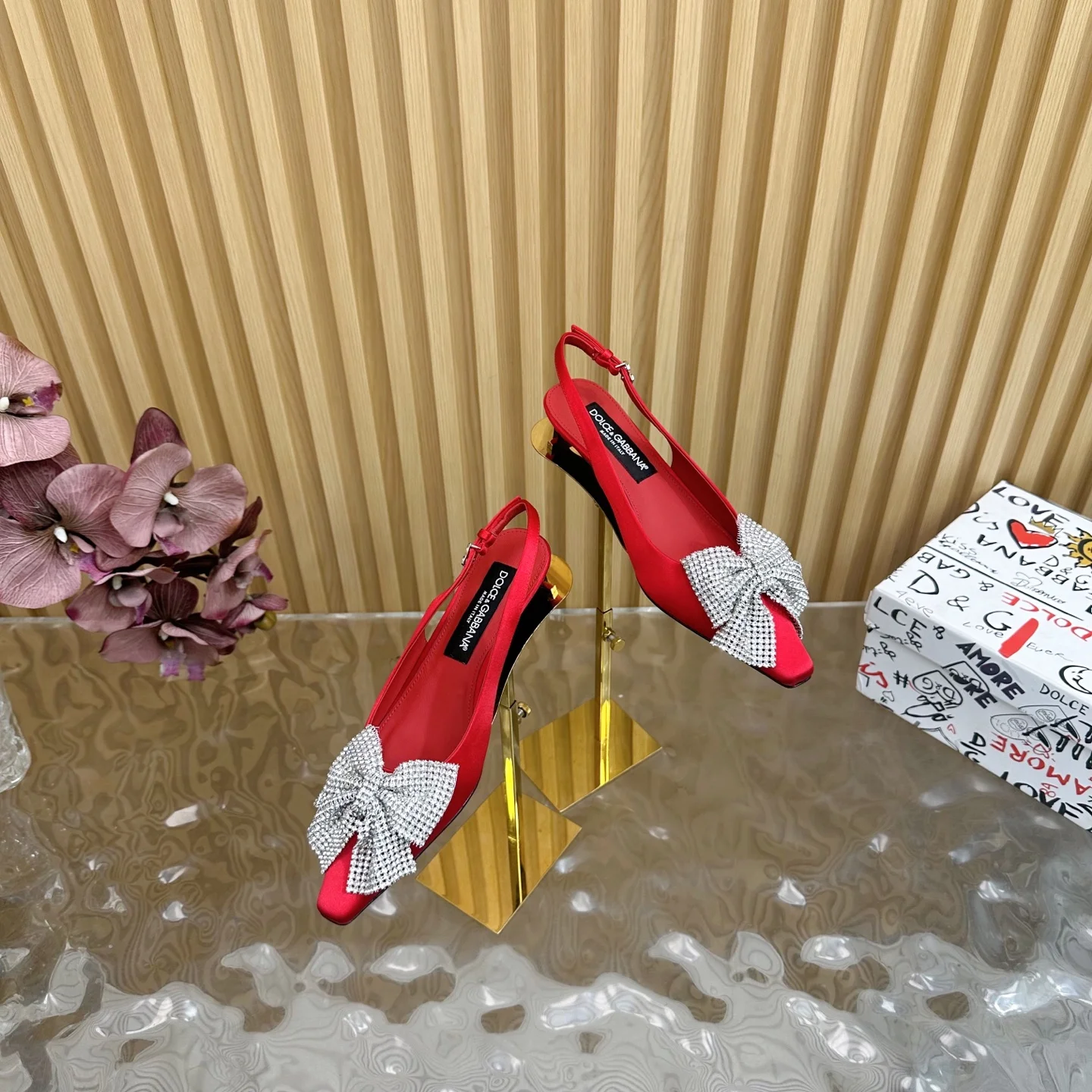 Dolce Gabbana Silk series kitten-heel sandals