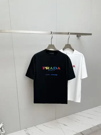 New Fashion Casual Short Sleeve T-Shirt with Runway Pattern Replica Prada Tshirts and Polos