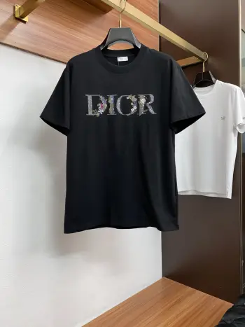 100% Cotton Loose Fit Round Neck Men s Short Sleeve T-Shirt Replica Dior Tshirts and Polos