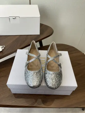 26ss Early Spring New Cross Strap Glitter Flat Mary Jane Shoes Replica Dior Womens Sandals and Slides