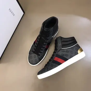 官网同款 情侣款高帮靴 高仿古奇男士休闲鞋/板鞋