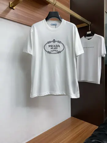 Silk cotton round neck men s short sleeve T-shirt Replica Prada Tshirts and Polos