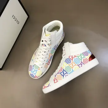 官网同款 情侣款高帮靴 高仿古奇男士休闲鞋/板鞋