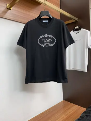 Silk cotton round neck men s short sleeve T-shirt Replica Prada Tshirts and Polos