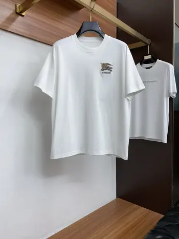 100% Cotton Loose Fit Round Neck Men s Short Sleeve T-Shirt Replica Burberry Tshirts and Polos