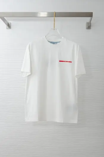 Men s Casual Round Neck Short Sleeve T-Shirt Replica Prada Tshirts and Polos