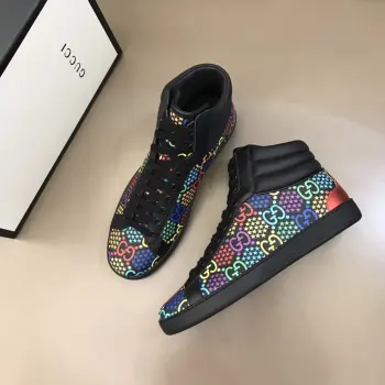 官网同款 情侣款高帮靴 高仿古奇男士休闲鞋/板鞋