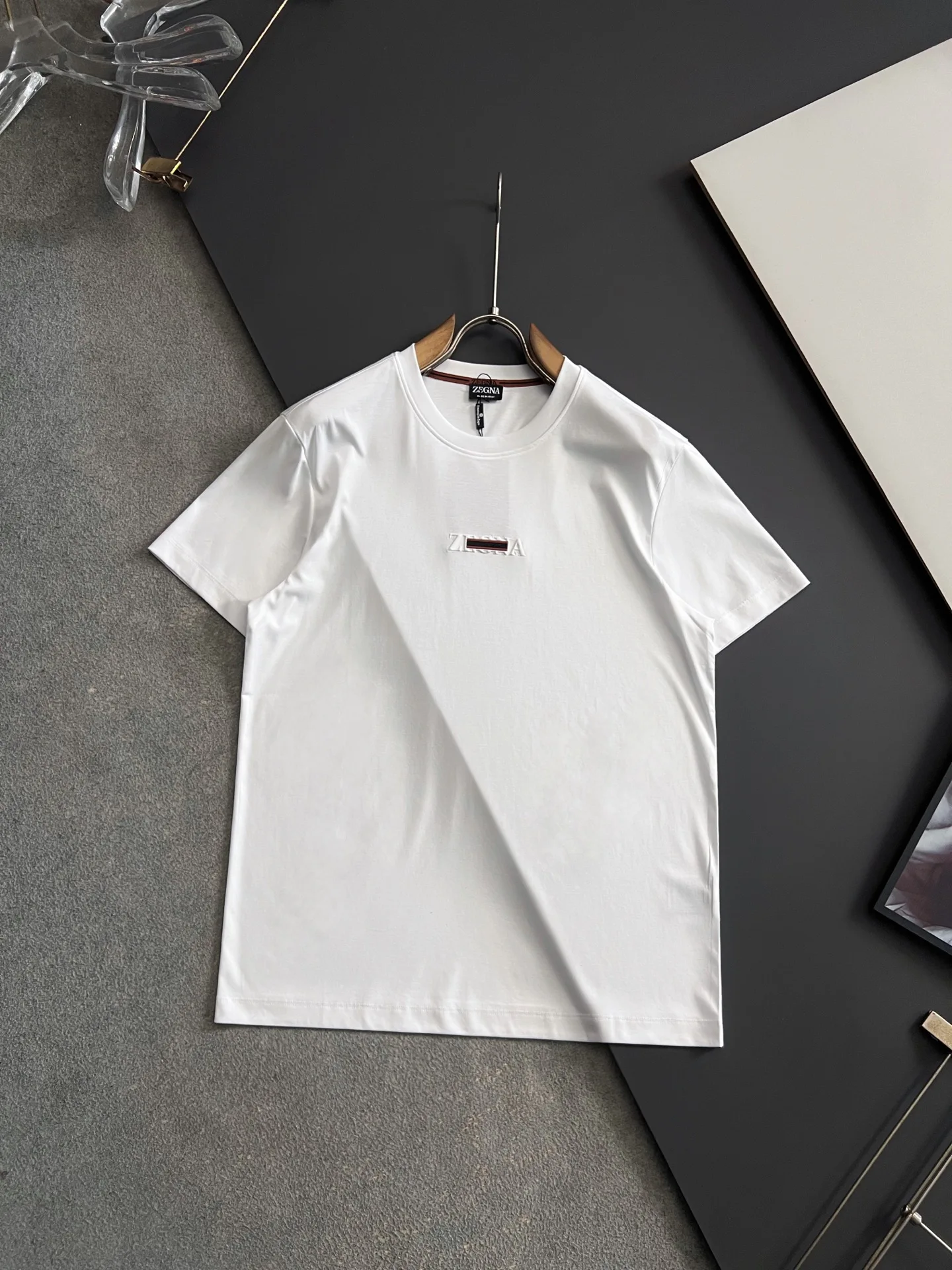 杰尼亚 双股丝光进口牛奶丝T恤