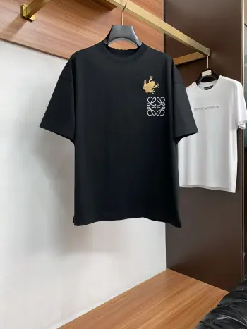 100% Cotton Loose Fit Round Neck Men s Short Sleeve T-Shirt Replica Loewe Tshirts and Polos