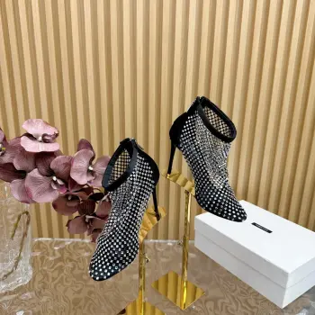 Bingbing 网纱弹力钻靴 钻跟短靴 高仿杜嘉班纳女士高跟鞋/单鞋