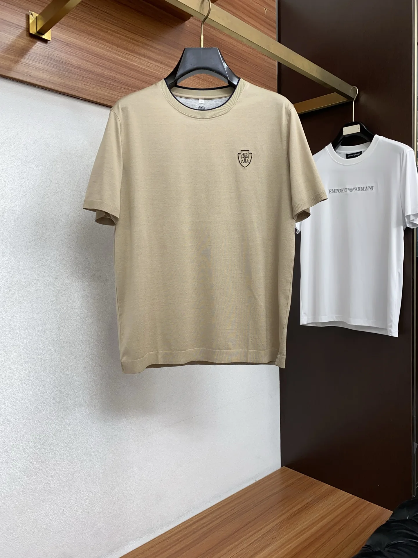 布鲁内洛库奇内利 丝光棉圆领男士短袖T恤