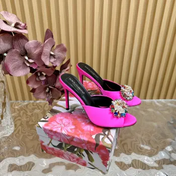 Stunning Vintage Rhinestone Slippers Italian Classic Luxury High Heels Replica Dolce Gabbana Womens Sandals and Slides