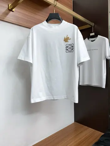 100% Cotton Loose Fit Round Neck Men s Short Sleeve T-Shirt Replica Loewe Tshirts and Polos