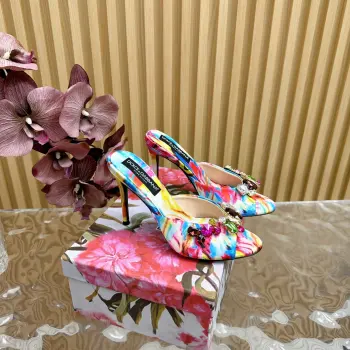 Stunning Vintage Rhinestone Slippers Italian Classic Luxury High Heels Replica Dolce Gabbana Womens Sandals and Slides