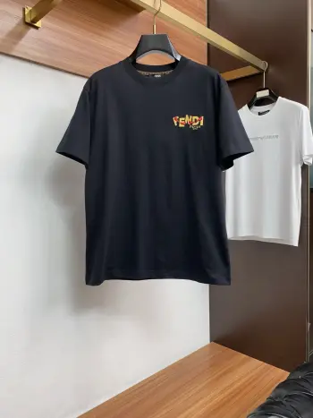 100% Cotton Loose Fit Round Neck Men s Short Sleeve T-Shirt Replica Fendi Tshirts and Polos
