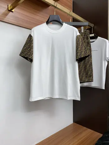 2026 Spring/Summer New Spliced Men s Short Sleeve Set Replica Fendi Tshirts and Polos