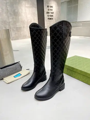 Large embossed long boots Replica Gucci Womens Boots