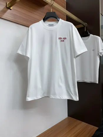 Round neck men s short sleeve T-shirt Replica MIU MIU Tshirts and Polos