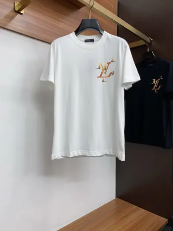 新工艺手绘logo纯棉质微阔版圆领男士短袖T恤 高仿LVT恤/POLO衫