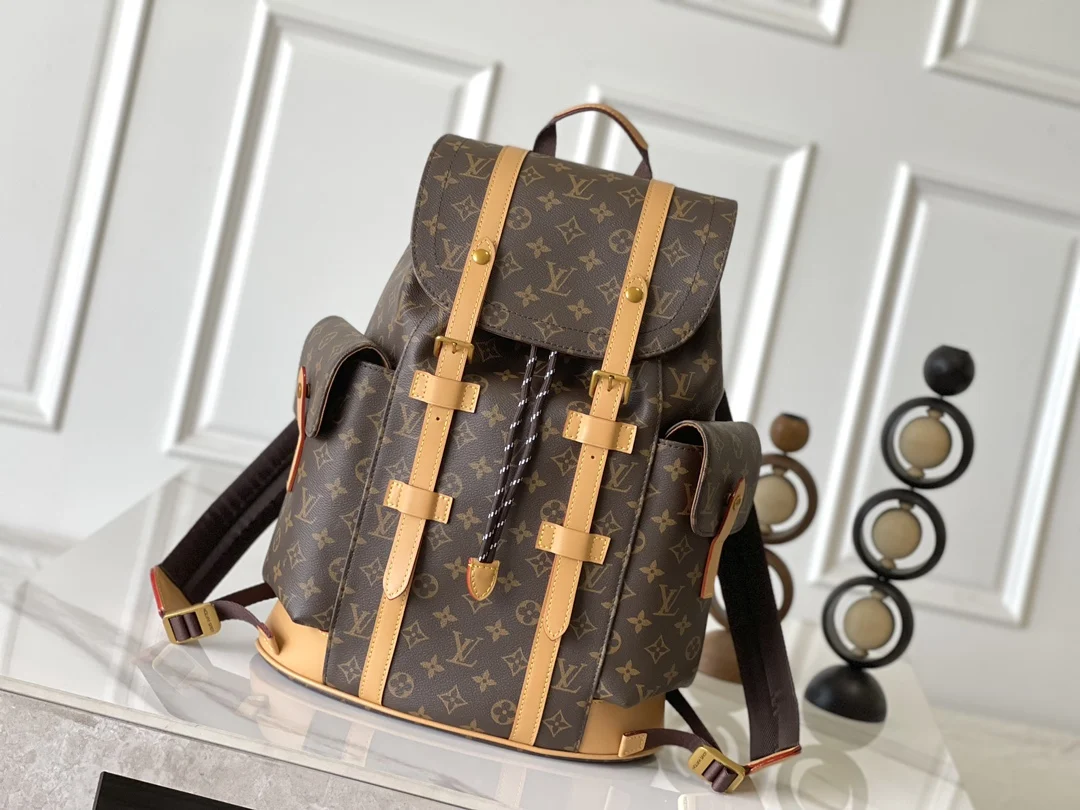 LV M14038 老花黑格小号双肩包 双肩包