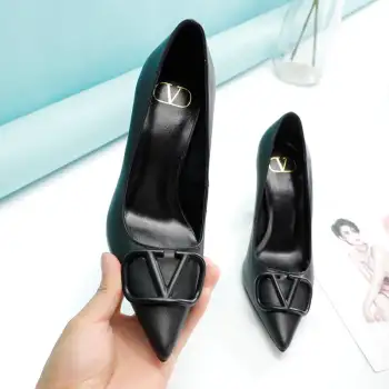 V-shaped letter buckle fashion high-heeled shoes 8 cm heels Replica  Valentino Garavani Womens Pumps and Heels