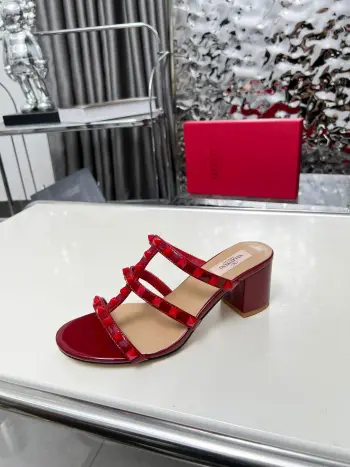 6厘米粗跟经典凉鞋 高仿华伦天奴女士凉鞋/拖鞋