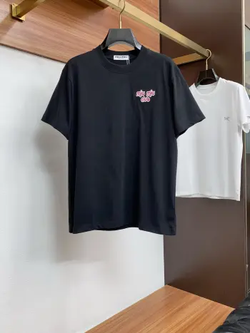Round neck men s short sleeve T-shirt Replica MIU MIU Tshirts and Polos