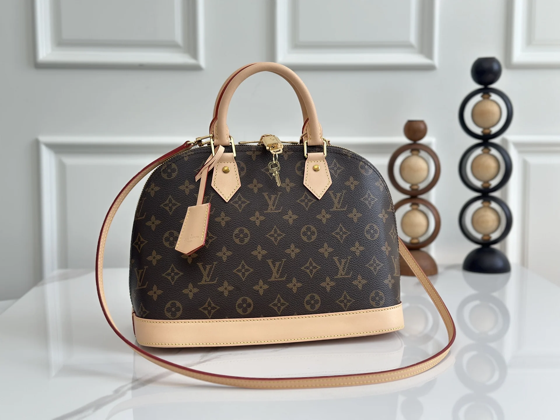 LV M53151 老花咖啡格贝壳手袋 女士斜挎包