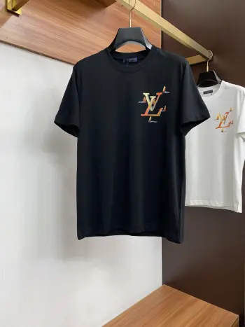 新工艺手绘logo纯棉质微阔版圆领男士短袖T恤 高仿LVT恤/POLO衫