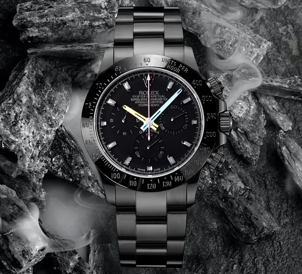 劳力士 7750 最新第四代迪通拿精钢全黑款腕表 男士机械腕表