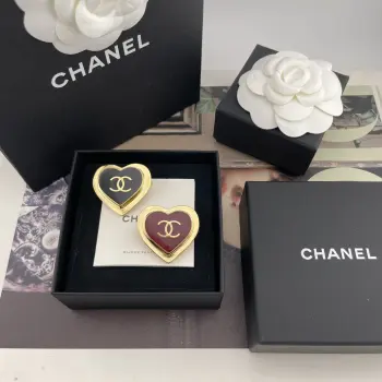 Rose Gold/Black Gold Heart Brooch Replica Chanel Earrings