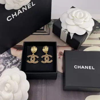 Fragrant gold curved leaf hanging palm diamond earrings Replica Chanel Earrings