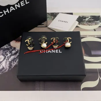 Xiangpin C Hanging Black and White Ball Earrings Replica Chanel Earrings