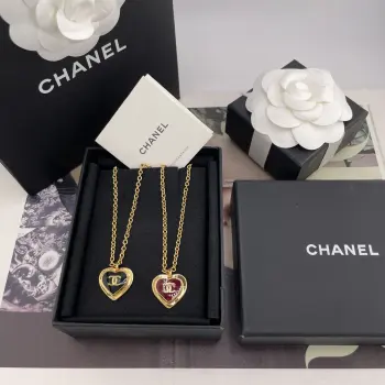 Rose Gold/Black Gold Heart Necklace Replica Chanel Necklaces