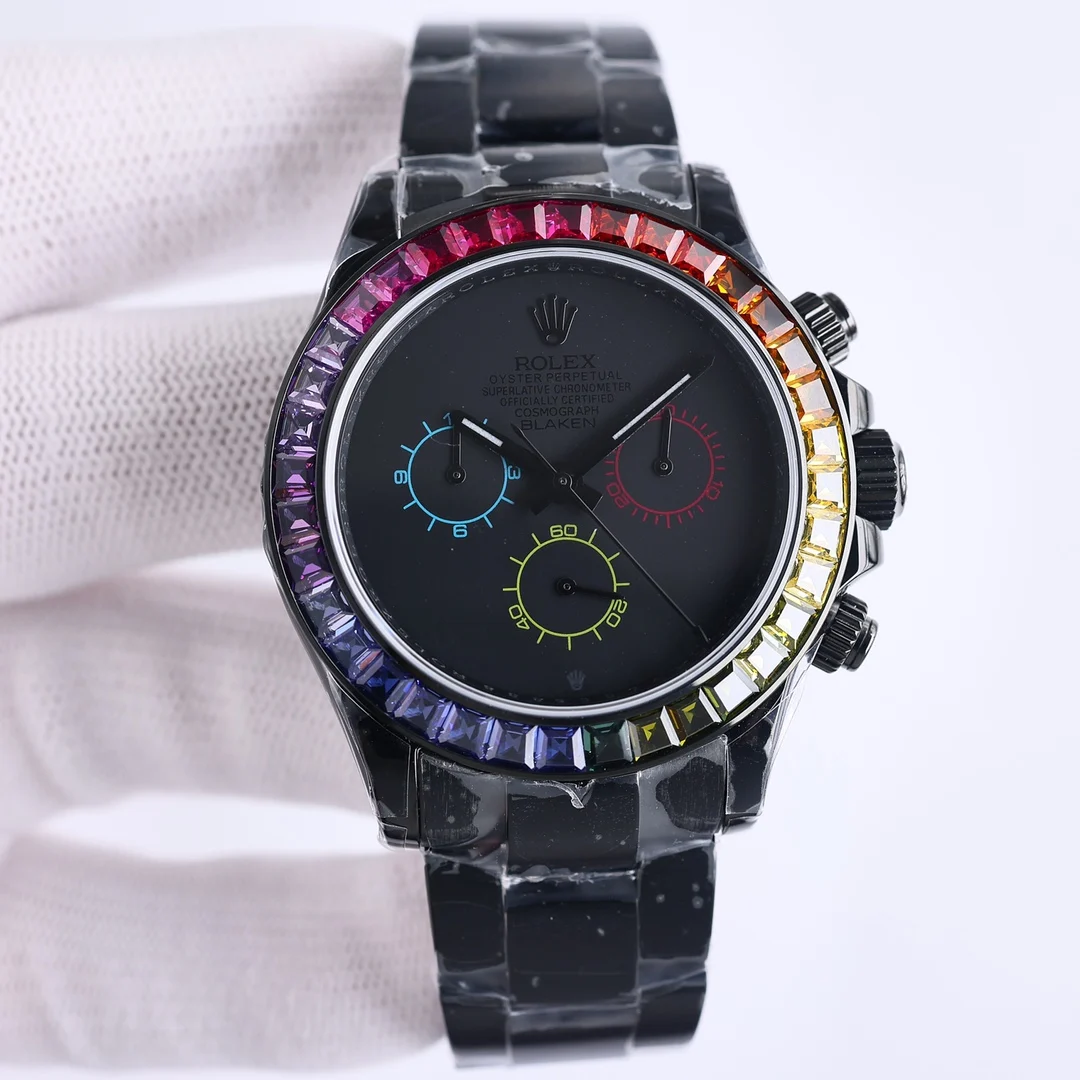 劳力士 904L精钢材质 迪通拿精钢全黑款腕表 男士机械腕表