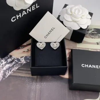 Fragrant Diamond Heart Gold C Earrings Replica Chanel Earrings