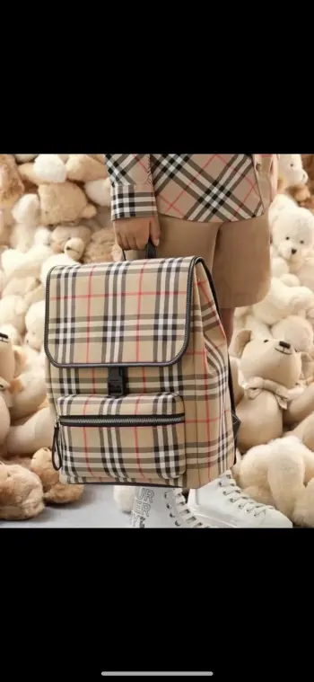 Plaid and Cowhide Backpack Replica Burberry backpacks